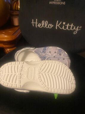 CROCS Kids Lavender Patterned Clogs with White Soles